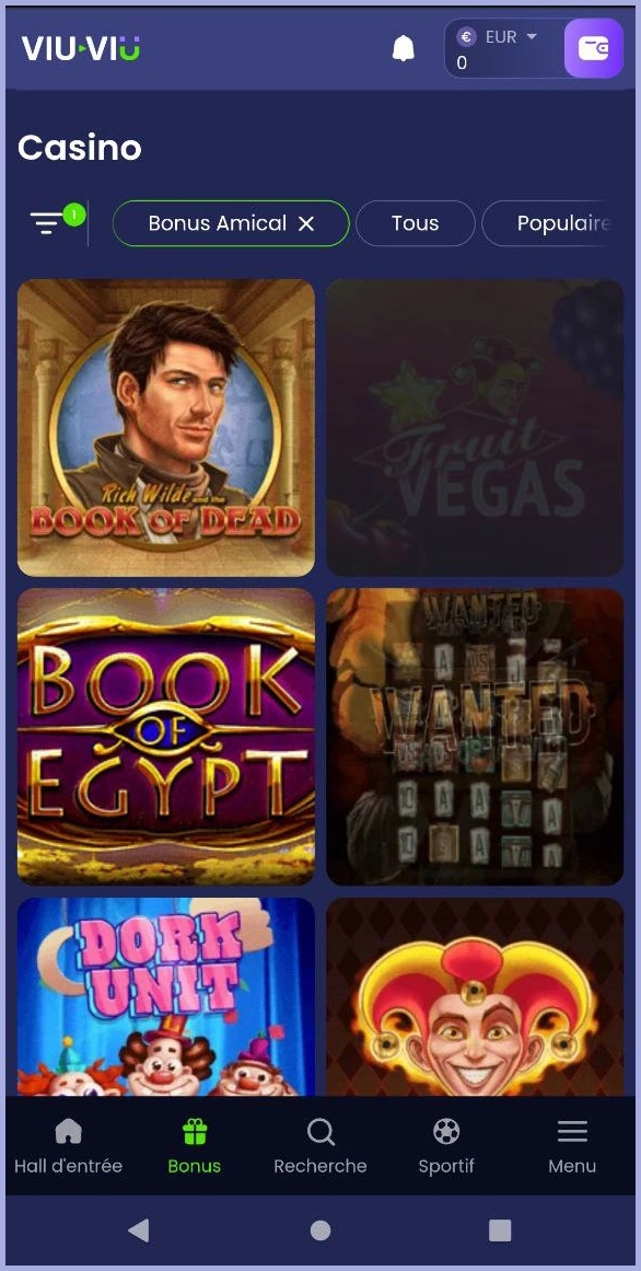 Machines à sous Bonus Buy chez Viu Viu