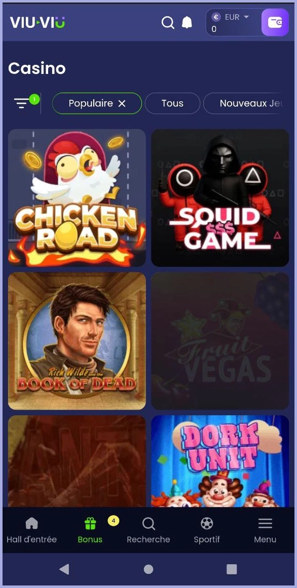 Top des slots populaires chez Viu Viu Casino